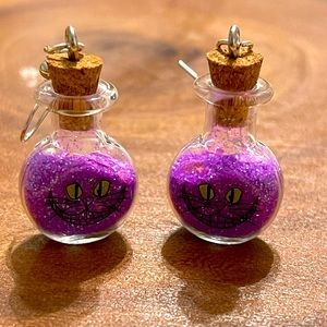 Alice in wonderland cat earrings
